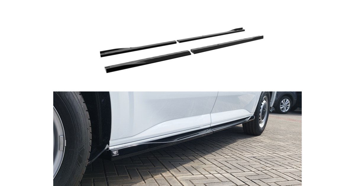 Motordrome Side Skirts Extensions Ford Transit Custom Mk2 L1 VW T7 Gloss Black main image 1